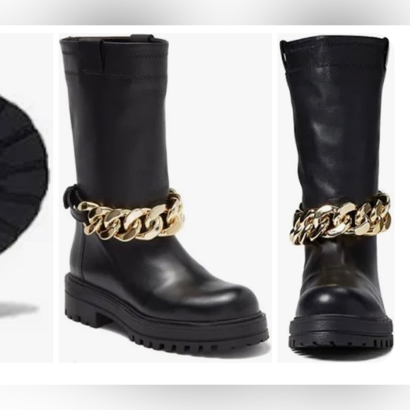 STEVE MADDEN MOTOR CYCLE BIKER DEVOTION MID-CALF BOOTS BLACK SIZE 39 US  8.5 - Picture 2 of 10